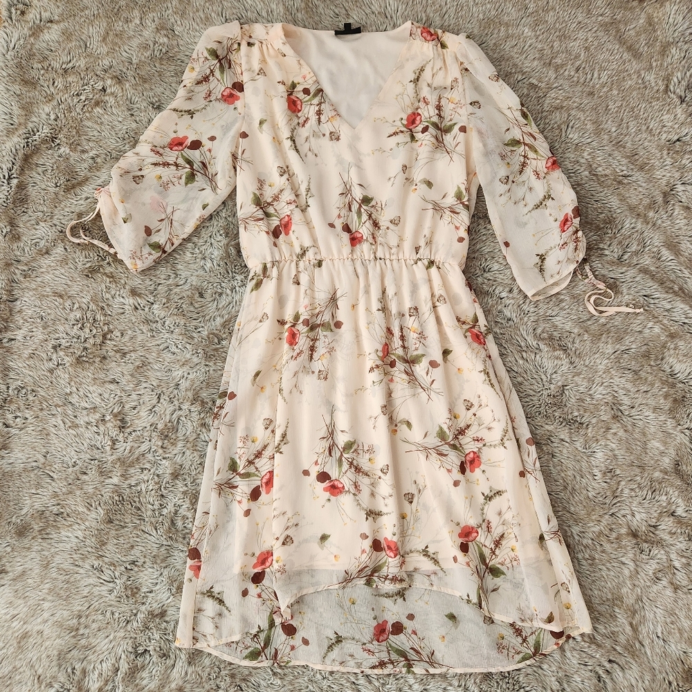 B Collection By Bobeau Knee Length Floral Dress Light Pink Womens Size XL